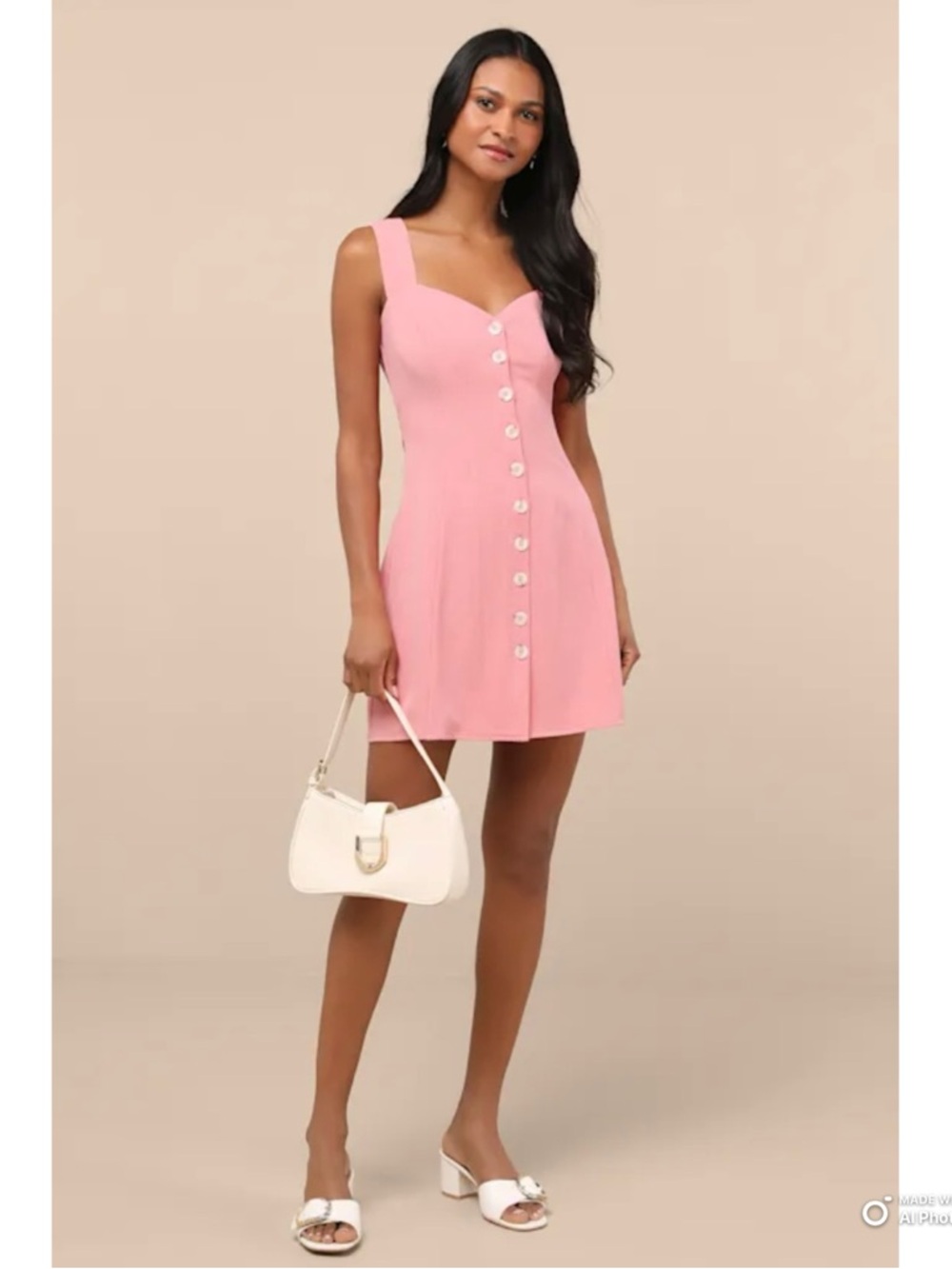 Lulus Medium Sarie Pink Textured Button-Front Mini Dress NWT Casual Summer Dress